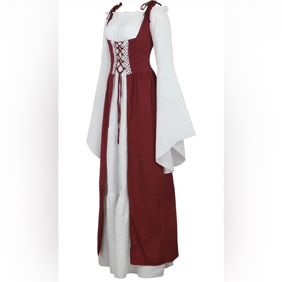 Halloween Costume Set Womens Renaissance Costume Medieval Irish Over Dress - Picture 6 of 12